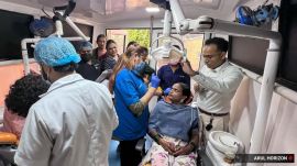 An oral healthcare camp for transgender community in progress at Dr Cyrus Poonawala’s skill development centre. (Express Photo)