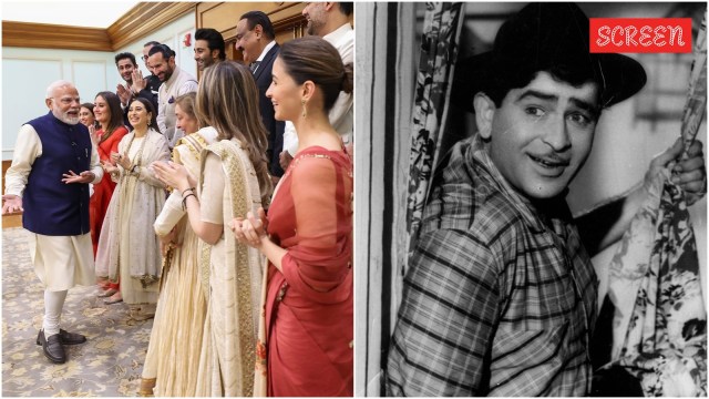 Prime Minister Narendra Modi with the family members of legendary actor-filmmaker Raj Kapoor, including actors Kareena Kapoor Khan, Saif Ali Khan, Ranbir Kapoor, Alia Bhatt and Karisma Kapoor.