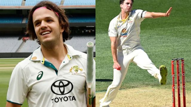 Australian cricketers Sam Konstas on the left and Jhye Richardson on the right.