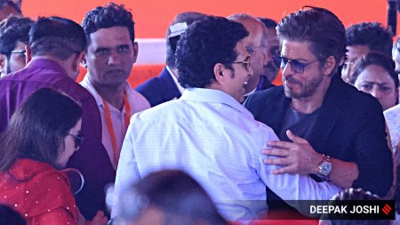 shahrukh khan, sachin tendulkar, maharashtra cm oath taking ceremony, devendra fadnavis, indian express