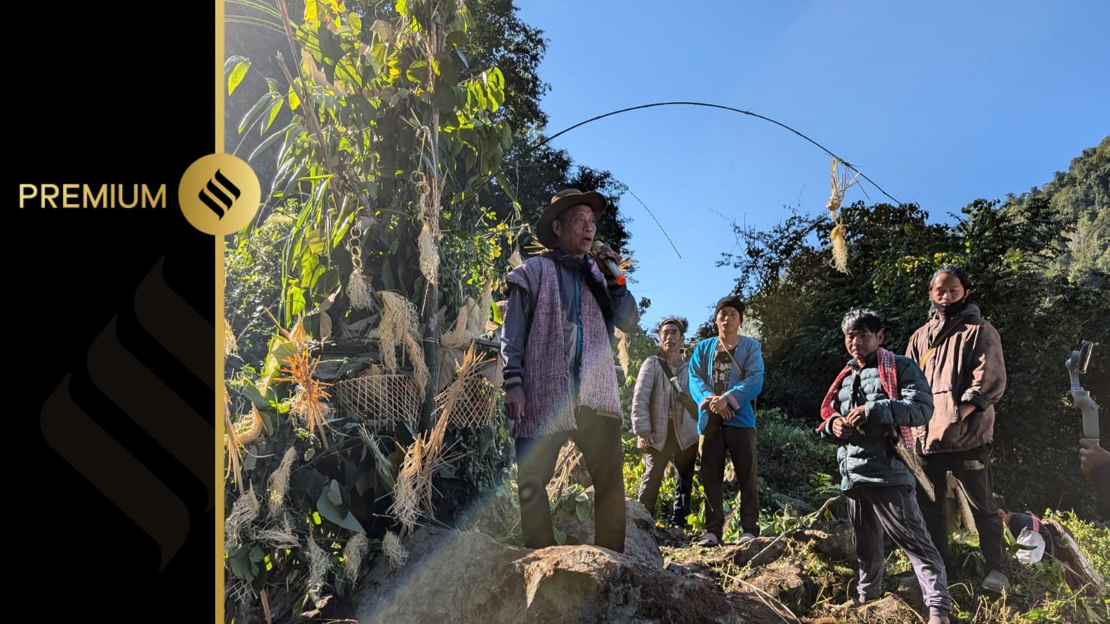 A ritual being conducted by Riew residents at a bridge over the river. Sukrita Baruah
