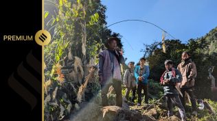 A ritual being conducted by Riew residents at a bridge over the river. Sukrita Baruah