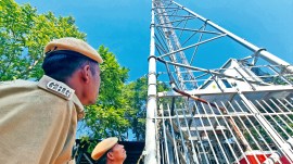 telecom tower protests Kevadia, Sholay-like protests Narmada district, Garudeshwar protest towers, Statue of Unity protests, SOUADTGA police action, Narmada-affected villages demands, 2016 protests Sardar Sarovar, SSPA Udit Agarwal, protester tower security, Narmada district police patrolling, Prashant Sumbe statement, dangerous protest methods, government grievance redressal, Kevadia tower security, Garudeshwar protest incidents, local tower access restrictions.