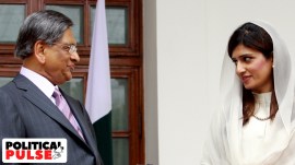 Former External Affairs Minister S M Krishna with his Pakistani counterpart Hina Rabbani Khar in 2011. (Express archive)