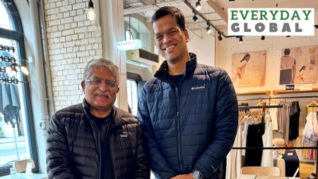 Krishnan (right) with Nandan Nilakeni. He has held managerial positions at Yahoo!, Facebook, and Snap, besides X.