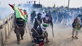 farmers march tear gas shelling