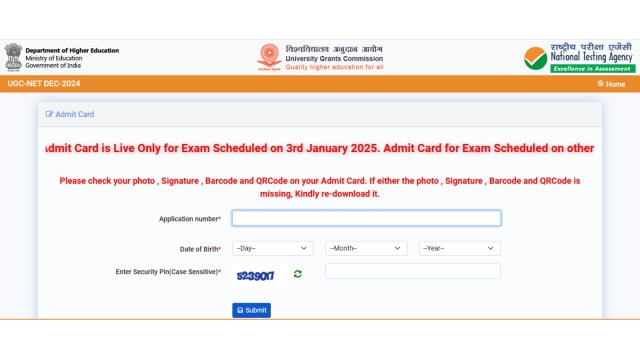 UGC NET hall ticket released, official website link