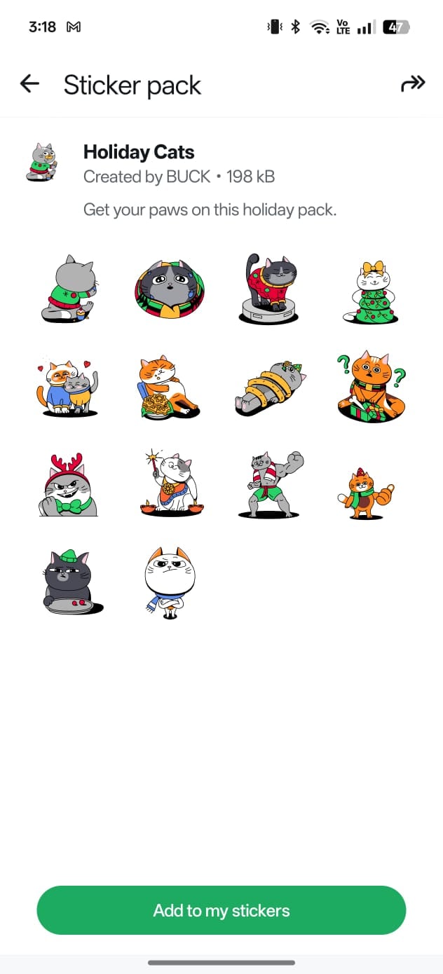 Christmas stickers on WhatsApp