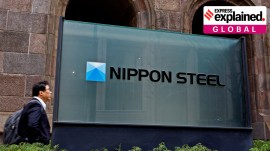 Nippon Steel logo is displayed at the company's headquarters in Tokyo, Japan April 1, 2024.