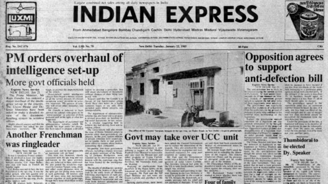 Intel Revamp, Rajiv Gandhi, Forty Years Ago, Union Carbide, Anti-defection Law, Plane Crash, editorial, Indian express, sentiment  news, existent   affairs