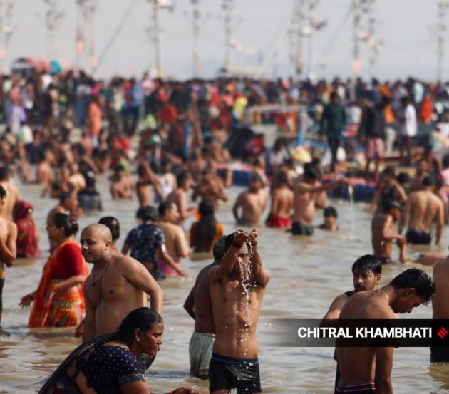 The day of Mauni Amavasya was one of the most significant during the Kumbh Mela, attracting millions for the holy bath, with this year's event made even more special by a rare celestial alignment. (Express Photo by Chitral Khambati)