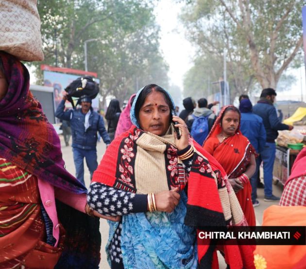 . In this picture, Laxmi grieves for her husband, Hakum (from Chhatarpur, Bihar), who lost his life in the stampede at Sangam ghat on Mauni Amavasya at Maha Kumbh Mela on January 29. (Express photo by Chitral Khambhati)