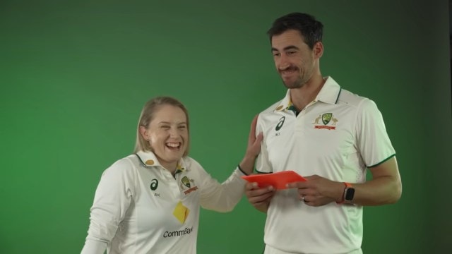 Australian cricketer Alyssa Healy with her husband, Australia's Mitchell Starc. (PHOTO: Screengrab via Cricket.com.au YouTube)