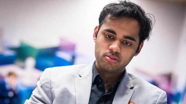 Arjun Erigaisi thinks about his next move in the round 7 game against Max Warmerdam at the Tata Steel chess tournament. (PHOTO: Lennart Ootes/Tata Steel chess tournament)