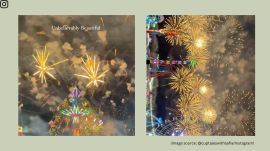 This year, Yas Island dazzled visitors with its fireworks displays at 9.00 pm and midnight (Image source: @cuptaleswithsafia/Instagram)