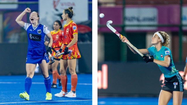 (LEFT) Belgium's Charlotte Englebert scored a hat-trick for Soorma Hockey Club on the final day of league; (RIGHT) Yibbi Jansen is the reigning FIH Player of the Year and Olympic gold medalist. (PHOTOS: HIL)