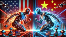 A visual representation of the AI arms race between the United States and China.