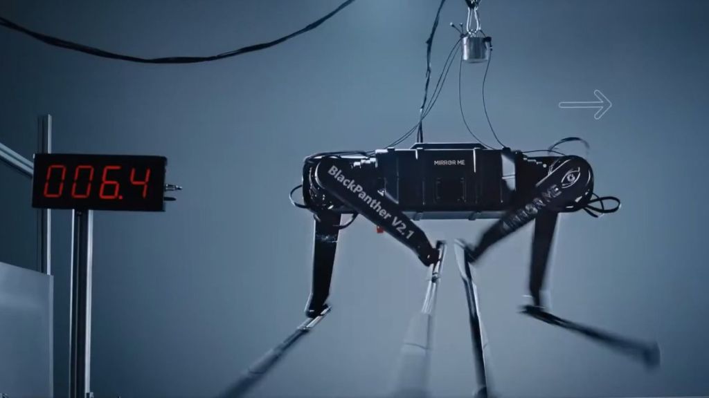 The Black Panther 2.0 is 0.63 meters tall and weighs 38 kgs.
