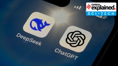 The Icons for the smartphone apps DeepSeek and ChatGPT seen on a smartphone screen.