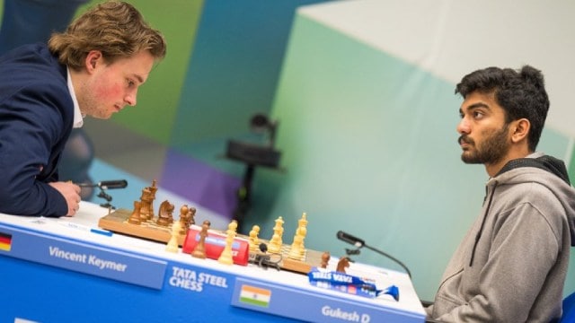 Gukesh takes on Vincent Keymer in round 5 of the Tata Steel chess tournament at Wijk Aan Zee. (PHOTO: Tata Steel chess tournament via Lennart Ootes)