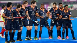 Sudeep Chirmako (R) celebrates with his teammates. (PHOTO: HIL)