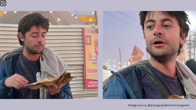 Reporter spots Daniel Radcliffe's lookalike at Mahakumbh Mela in Prayagraj, Uttar Pradesh (Image source: @prayagrajtalktown/Instagram)