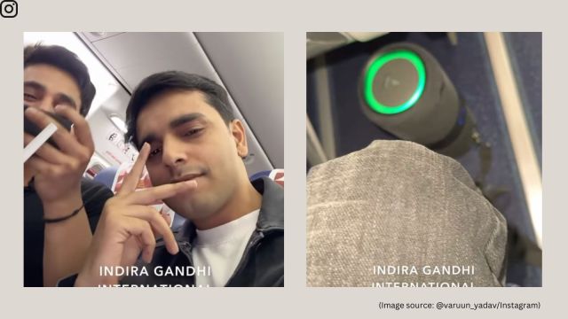 The video shows the influencers filming fellow passenger's reactions (Image source: @varuun_yadav/Instagram)