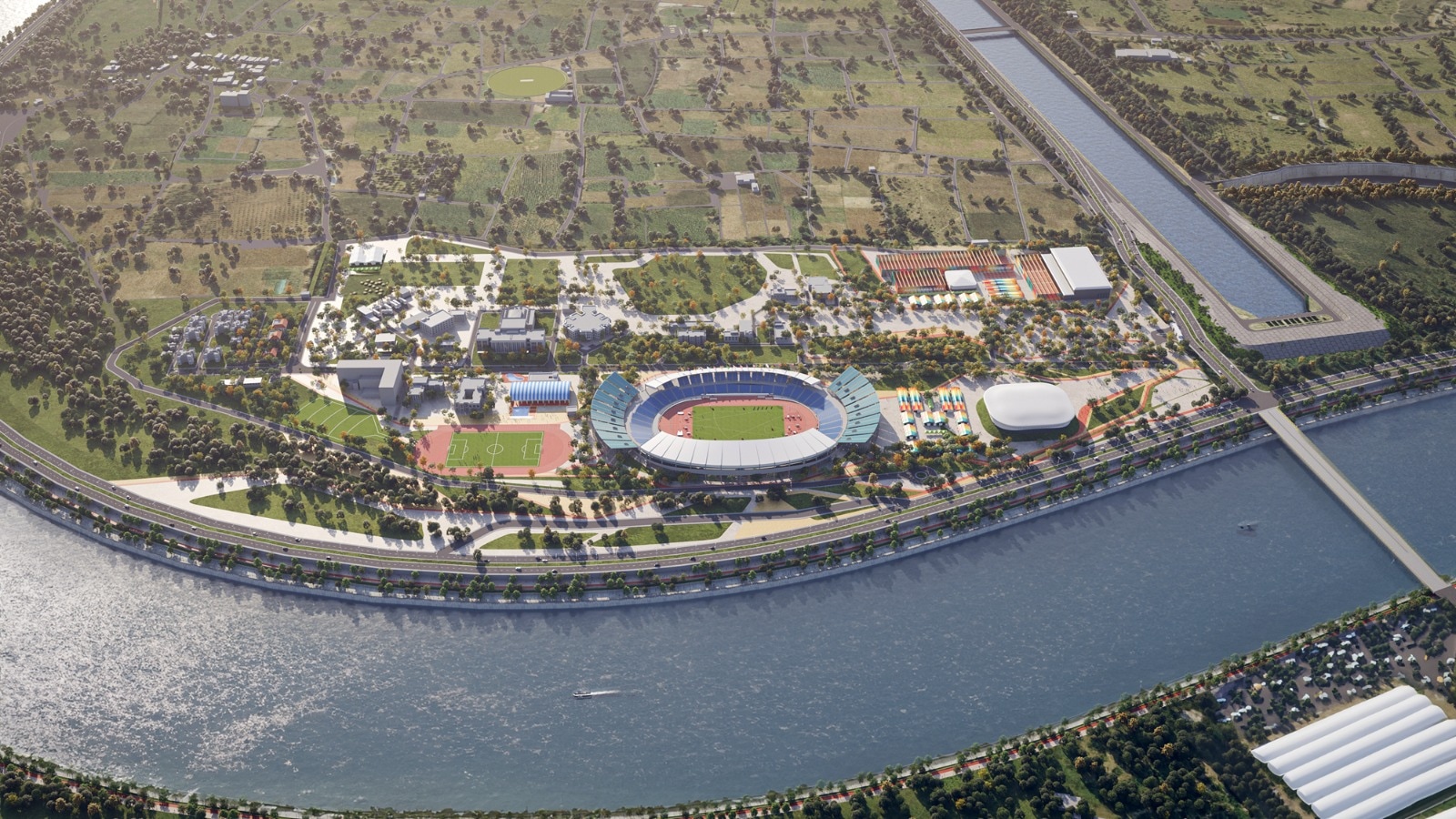 Artist's impression of the proposed Karai Sports Complex. (PHOTO: GOLYMPIC)