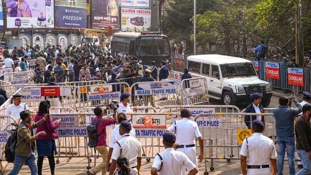 Police unit   support  vigil arsenic  Sanjay Roy, accused successful  the rape and execution  of a doc  astatine  R G Kar Medical College and Hospital, is brought to the Sealdah court