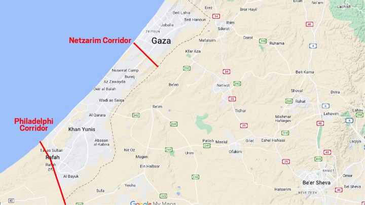 Netzarim and Philadelphi corridors in Gaza