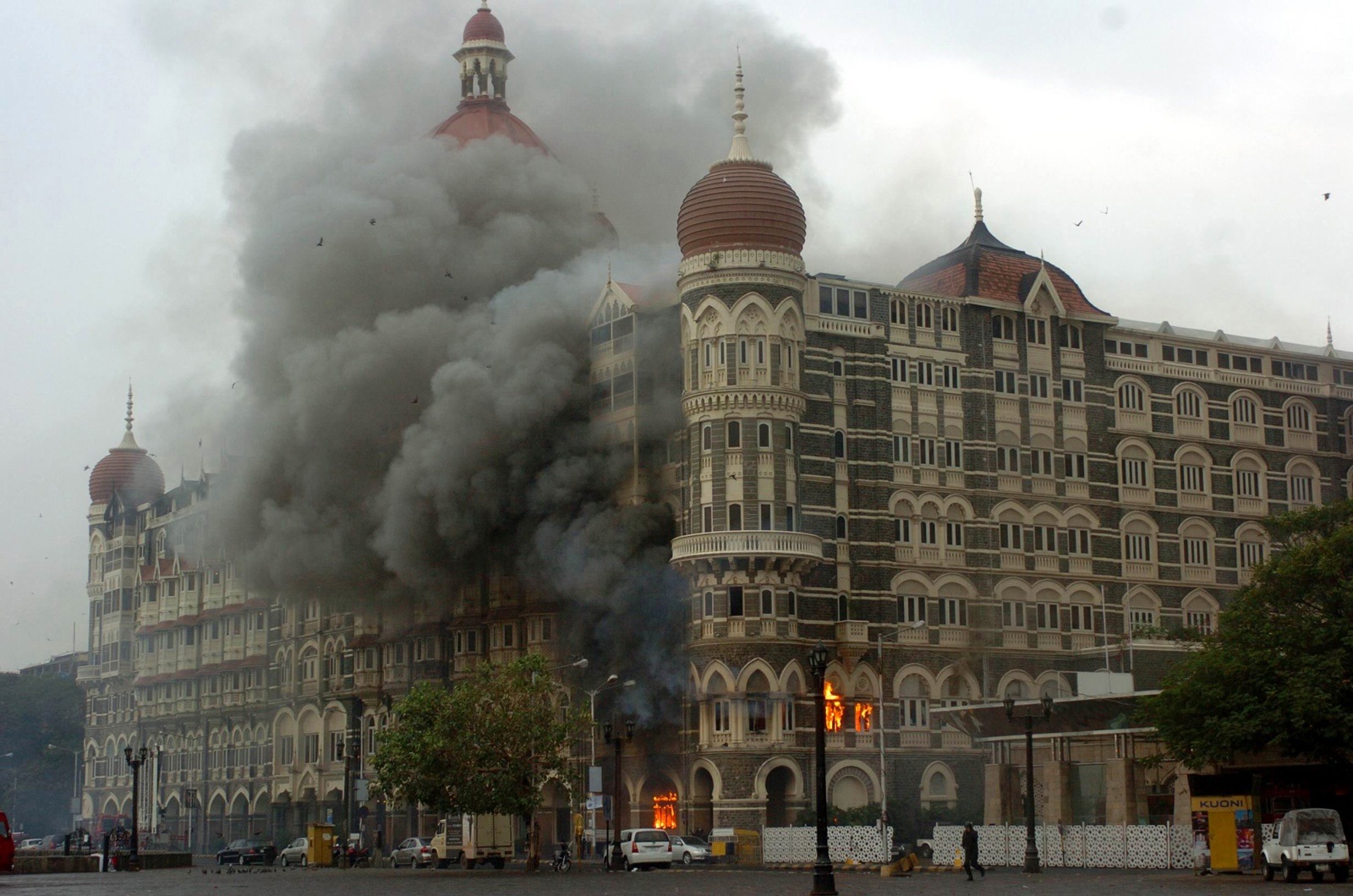 Scenes from outside the Taj Mahal Hotel in MUmbai after it was attacked by militants on November 26, 2008