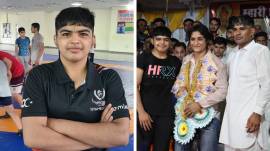 Following in footsteps of the two-time world bronze medallist Vinesh Phogat, and CWG Champions Geeta and Babita Phogat from Balali, Neha Sangwan is the latest wrestling talent from the village. (Express Photo)