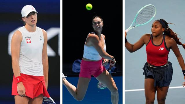 Australian Open: Aryna Sabalenka (C) and Coco Gauff (R), the best hard court players of the past two years, start as favourites as Iga Swiatek aims to make a statement. (AP)