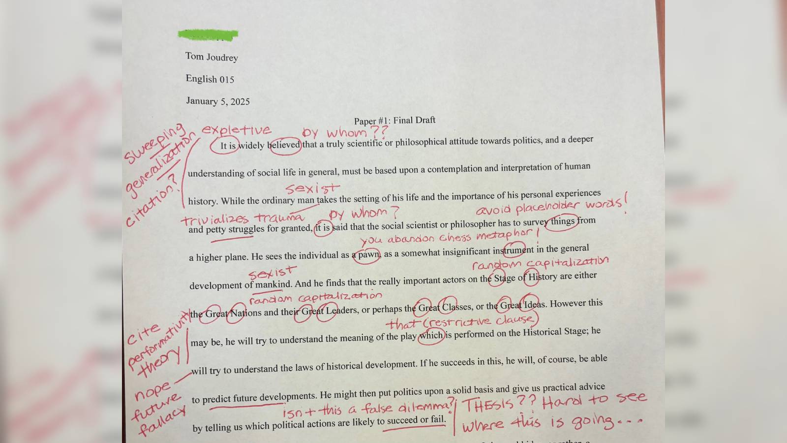 Professor sparks debate after posting student’s ‘grammatically ...