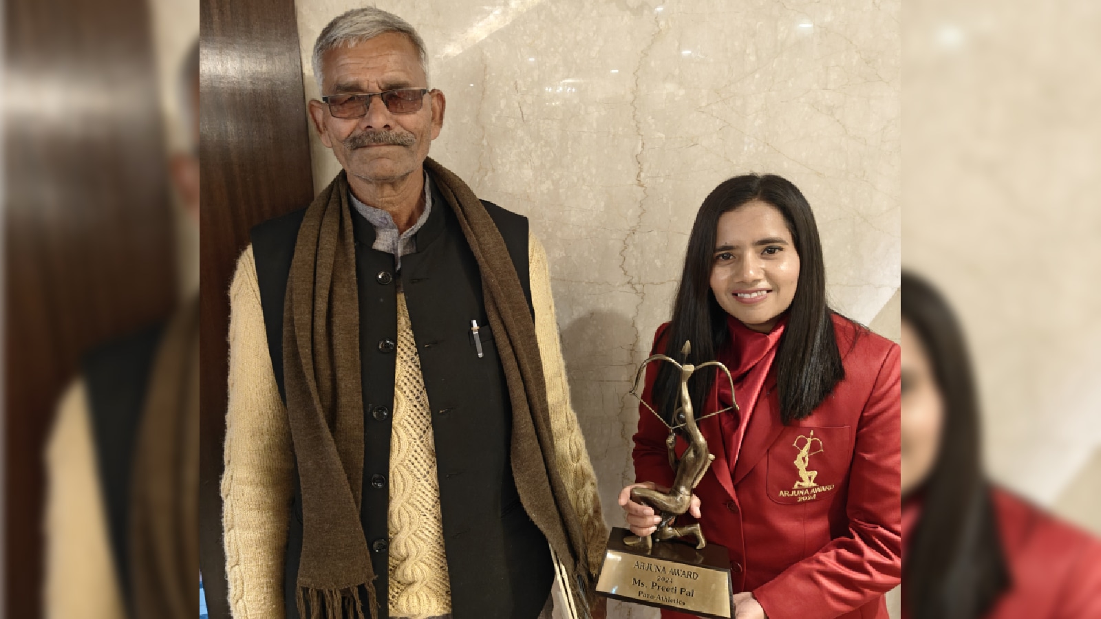 Sprinter Preethi Pal along with her grandfather Rishi Pal. (Express Photo/Nihal Koshie)