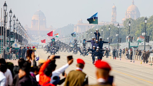 Army unit   during the Full Dress Rehearsal up  of the Republic Day Parade, successful  New Delhi.