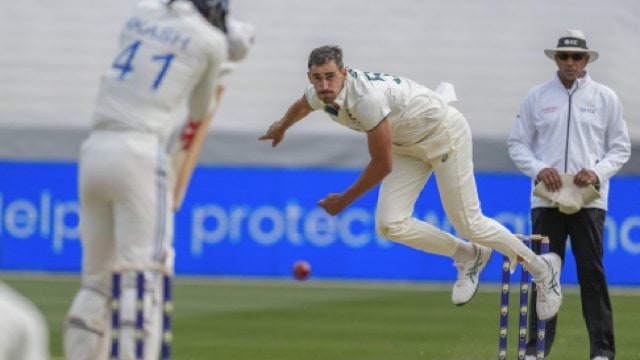 Border Gavaskar Trophy: Australia's Mitchell Starc bowls a delivery to India's Akash Deep during play on the second day of the fourth cricket test between Australia and India at the Melbourne Cricket Ground, Melbourne, Australia, Friday, Dec. 27, 2024. (AP Photo)