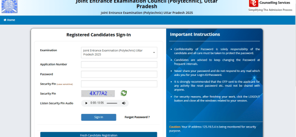 JEECUP 2025: Uttar Pradesh UPJEE polytechnic application begins at jeecup.admissions.nic.in