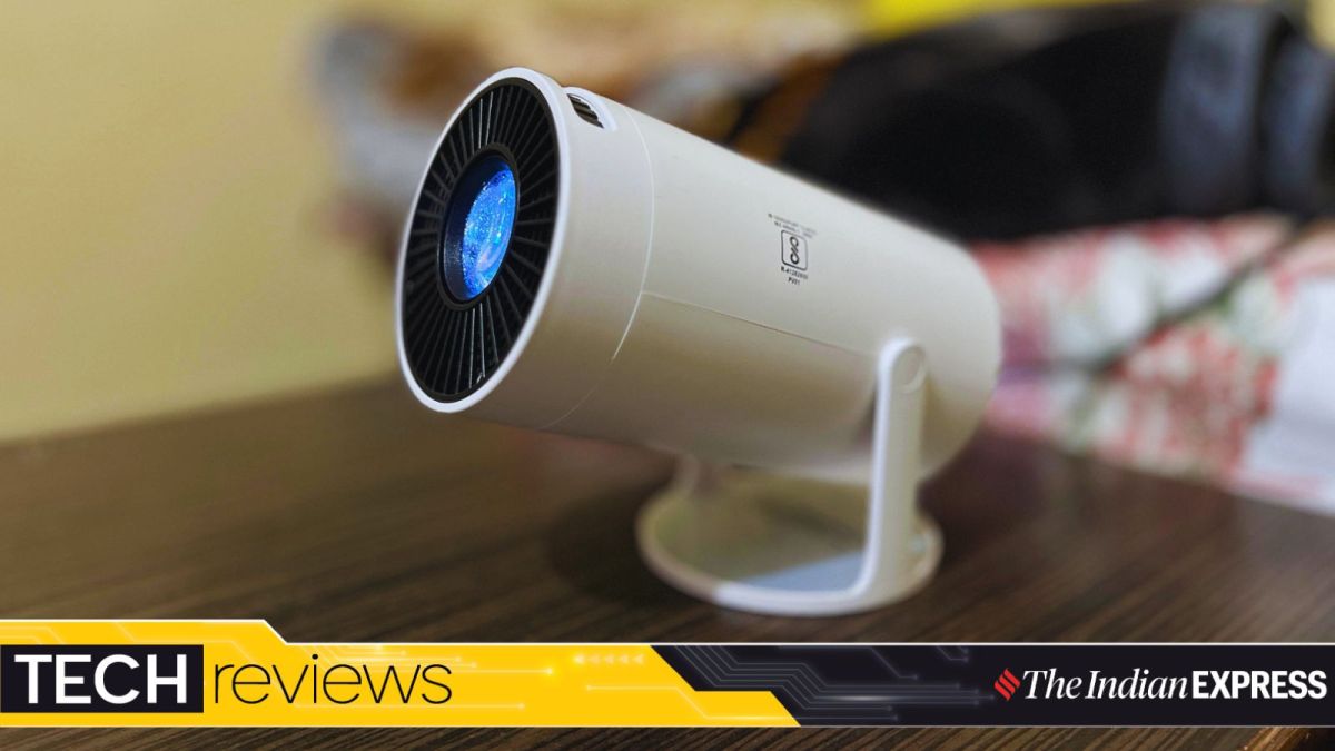 The LUMA LED Projector is lightweight and compact and can rotate 180 degrees. (Photo: Bijin Jose/The Indian Express)