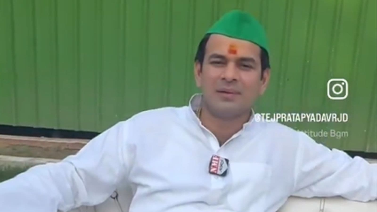 Tej Pratap Yadav making a statement about Bihar politics