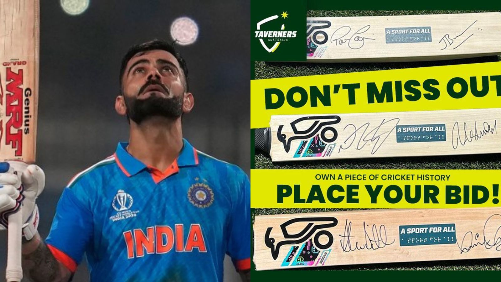 Nathan Lyon donates signed bats of Virat Kohli and Jasprit Bumrah