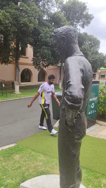 On the match eve on Thursday, Bumrah had walked past the statue of Fred Spofforth, hailed as ‘The Demon Bowler’, who had in 1884-85 bowled Australia to a famous six-run win. (Express Photo)