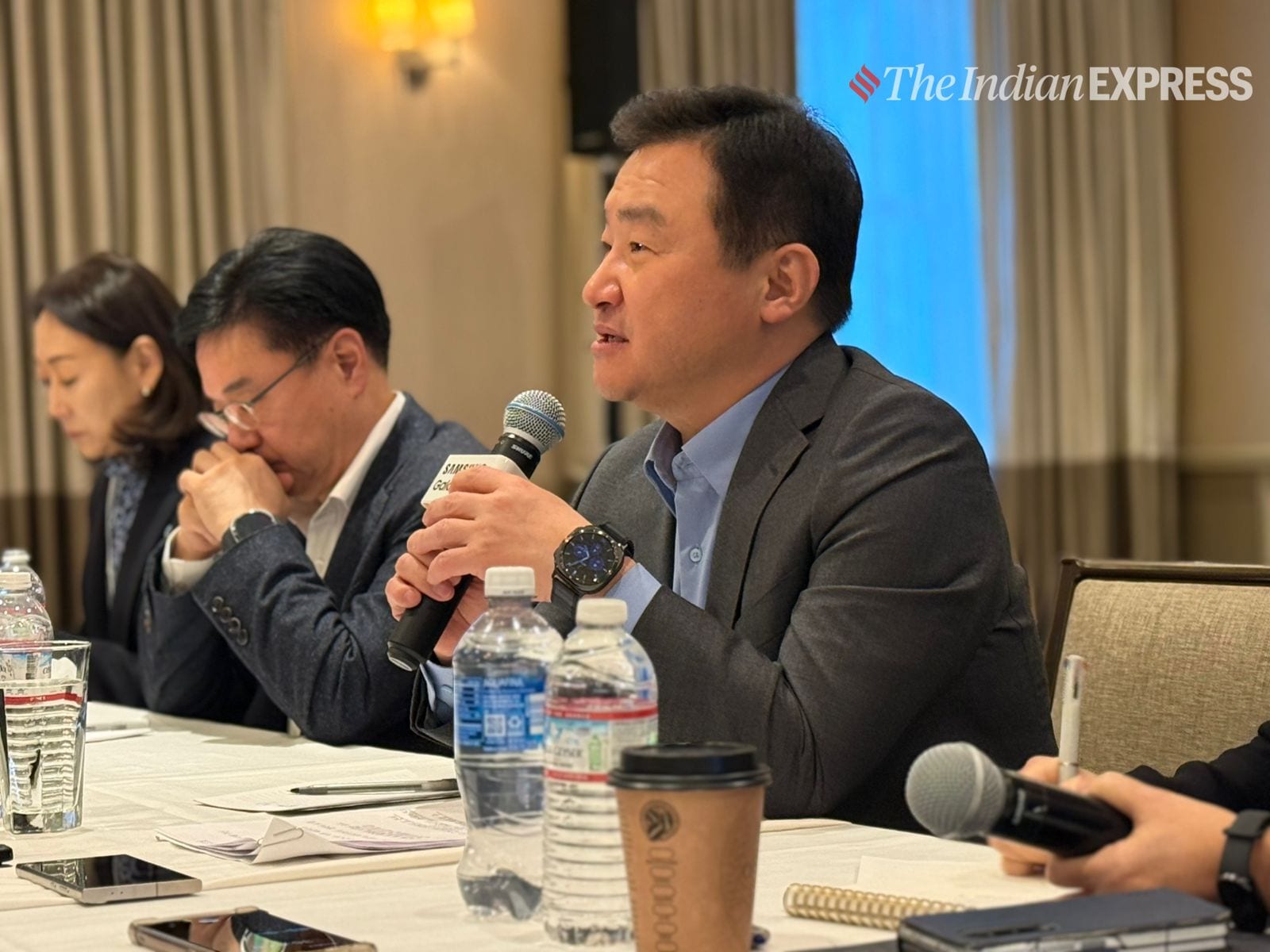 Samsung’s head of mobile, TM Roh, spoke about how AI agents and personalisation may change the smartphone experience in the mobile AI era. (Image credit: Anuj Bhatia/Indian Express) 
