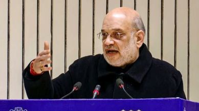 Union Home Minister Amit Shah addresses a regional conference on ‘Drug Trafficking and National Security’, in New Delhi, Saturday, (PTI Photo)