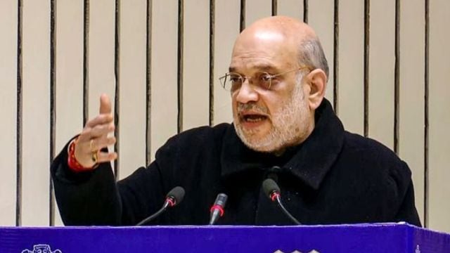 Union Home Minister Amit Shah addresses a regional conference on ‘Drug Trafficking and National Security’, in New Delhi, Saturday, (PTI Photo)