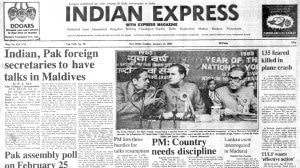 This is the front page of The Indian Express published on January 13, 1985.