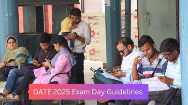 GATE 2025 aspirants sitting outside the examination hall