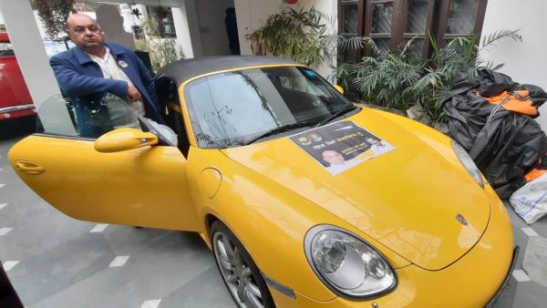 A month after the AAP stormed to power in Punjab in 2022, Gurpreet Gogi arrived at a meeting in a yellow Porsche car, drawing attention as well as criticism. (Express Photo)