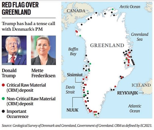 Map showing Greenland and its resources.