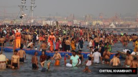 day after stampede at maha kumbh, kumbh mela crowd, prayagraj news, indian express